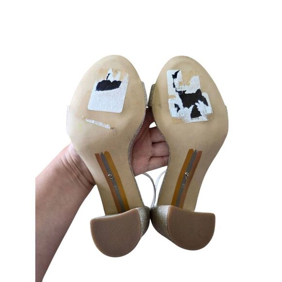 Sam Edelman Sandals Womens Size 9 Gold Ankle Strap Glittery Heels - Picture 5 of 5